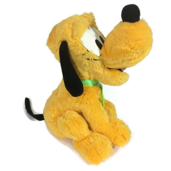Disney Mattel Pluto Dog 10" Plush w/ Green Collar Tag Stuffed Animal Toy Sitting - Picture 1 of 10